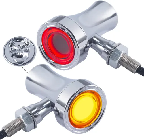 Vista 22 de FATECIM 2 luces traseras LED para motocicleta, intermitentes, luces de freno con visera, luces traseras de motocicleta, intermitentes traseros