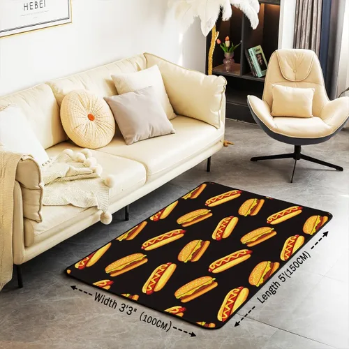 Vista 3 de jejeloiu Hamburger - Alfombra decorativa de 3 x 5 pies, diseño de caricaturas, juego de alfombrillas ultra gruesas y suaves