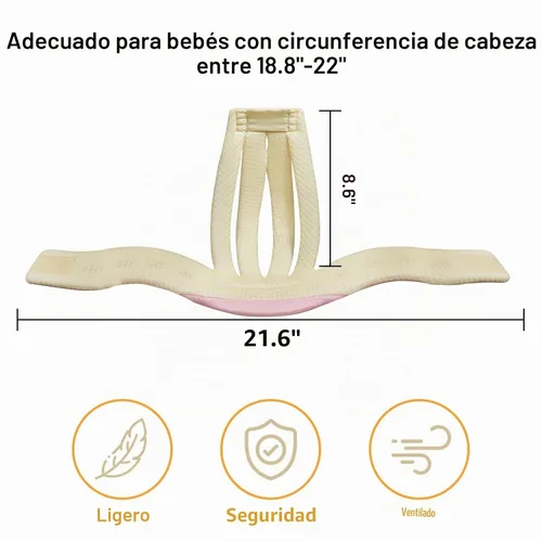 Vista 2 de Casco de bebé ajustable para gatear, protector de cabeza de bebé Rosa