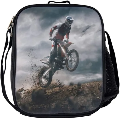 Vista 4 de KXZOYLM Mochila de motocross para niños, mochilas escolares de motocicleta, juego de 3 piezas, bolsa escolar con bolsa de almuerzo y estuche
