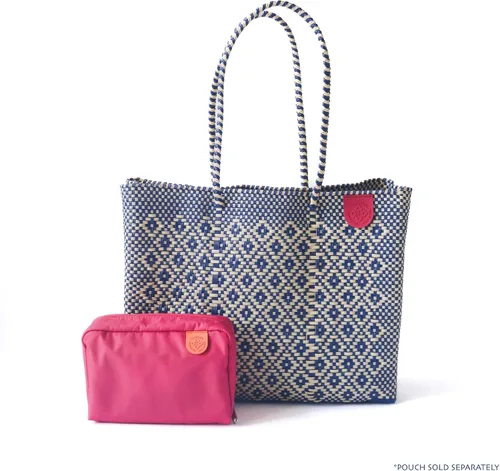 Vista 4 de Mixte Tejido Super Bolso de Mano, Bolso de Plástico Reciclado Tejido a Mano, Bolso Tejido Mexicano, Bolso de Playa, Bolso de Verano, Bolso de Playa