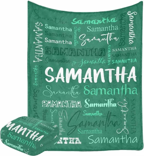 Vista 29 de Manta personalizada con nombre con fuente diferente y colorida para niños, mujeres y hombres, divertida decoración personalizada para el hogar, cama