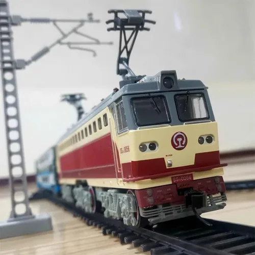 Vista 5 de Juego de tren eléctrico, locomotora de vapor eléctrica de aleación SS7C con vagones de pasajeros y pista larga, modelo realista con luces, sonidos