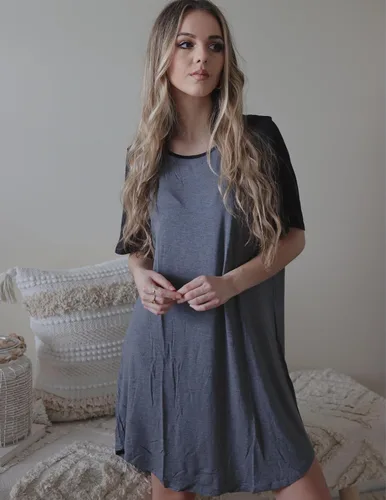 Vista 2 de Ekouaer Camisón de manga corta, casual, para mujer, mangas raglán, ropa de dormir