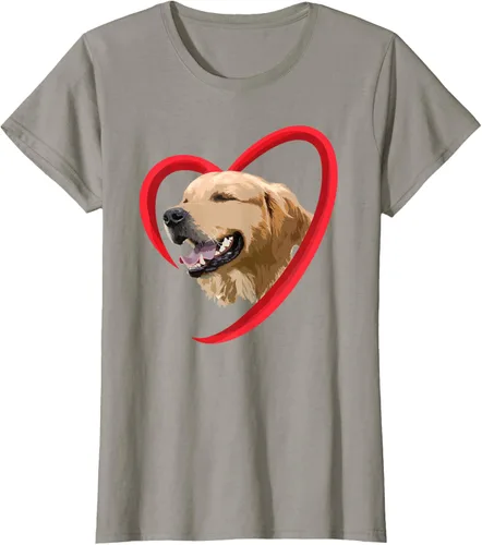 Vista 28 de Golden Retriever Corazón, regalo para ella, camiseta del día de San Valentín, Negro