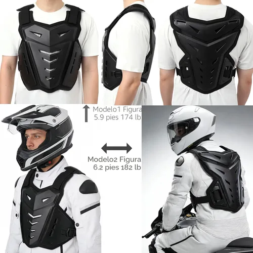 Vista 3 de Chaleco protector de cuerpo para motocicleta, bicicleta de calle, carreras todoterreno, ciclismo, esquí, motocross, protector de pecho para adultos