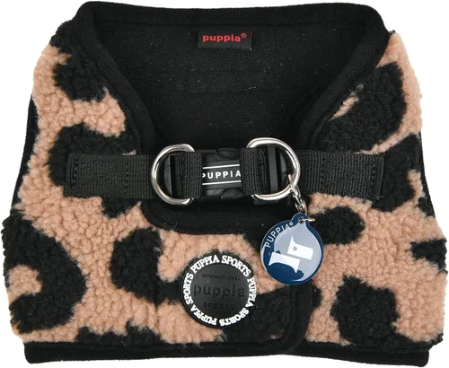 Vista 2 de Puppia Serval - Arnés tipo chaleco para perro, diseño cálido de leopardo de invierno para perros pequeños y medianos, beige, talla S