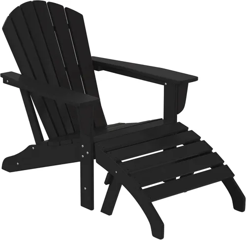 Vista 2 de WestinTrends Dylan - Silla Adirondack para exteriores con otomana, juego de 2 piezas, color negro