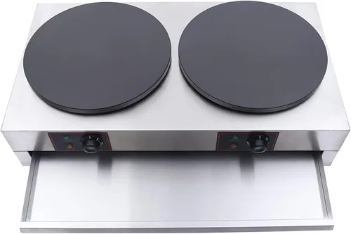 Vista 5 de Máquina eléctrica comercial para crepas de 33 pulgadas con temperatura ajustable, máquina de panqueques de acero inoxidable, máquina de panqueques