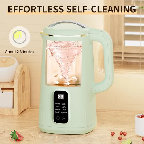Vista 7 de Máquina para fabricar leche de nueces, 28 onzas, automática 8 en 1 de operación silenciosa, máquina de leche de soja, almendras caseras, coco, jugo