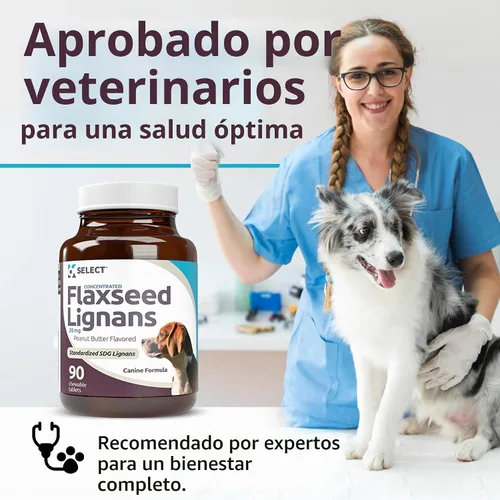 Vista 7 de K9 Select Lignans concentrados de linaza para perros, 20 mg 90 tabletas, sabor a mantequilla de maní, masticable, Impove Coat