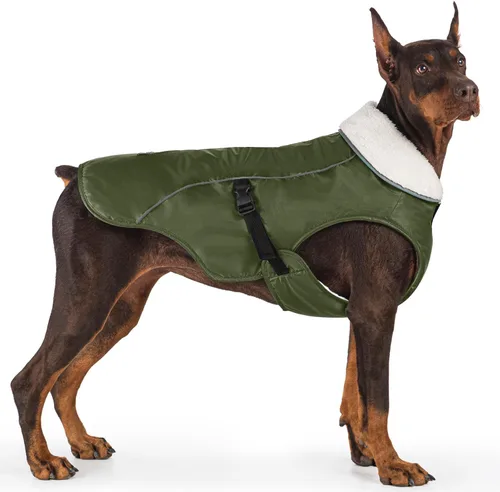 Vista 14 de EMUST Chaqueta de invierno para perro, ropa resistente al viento para el clima frío, abrigos reflectantes para perros, chaqueta cálida