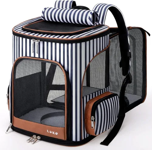 Vista 13 de Lekereise Mochila para Gatos Expandible Transportador de Mascotas Mochila para Gatos y Perros Pequeños, Mochila Transportador de Perros Plegable
