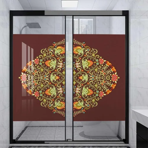 Vista 10 de Película adhesiva de vidrio esmerilado para ventana, color crema de caléndula, para privacidad, exótica, japonés, flor de cerezo japonés, película