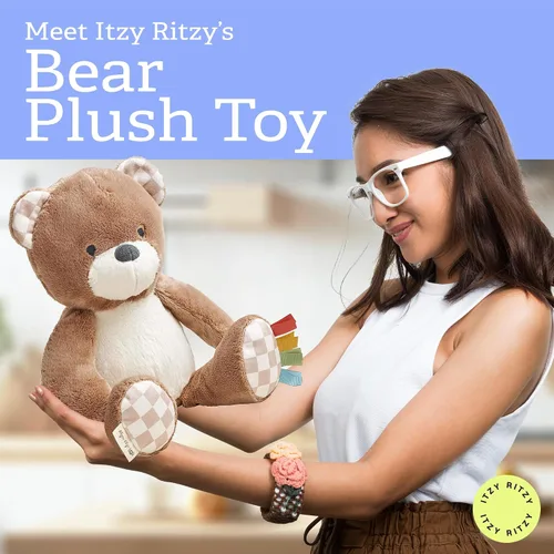 Vista 6 de Itzy Ritzy Snuggles Juguete de Peluche – Animal de Peluche Suave para Bebés, Niños y Adultos – Cintas Sensoriales y Telas Texturizadas para Juego