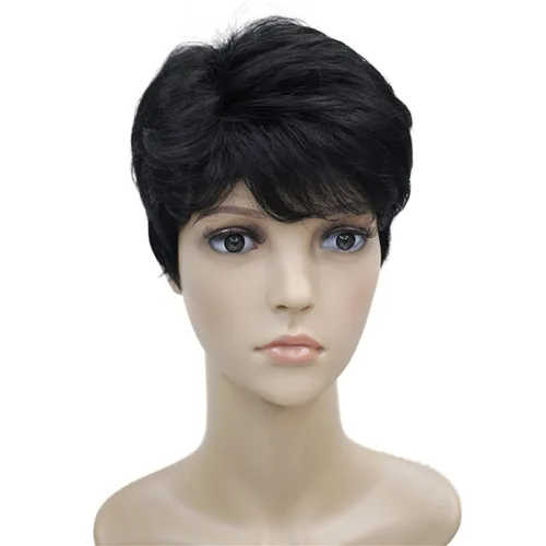 Vista 8 de Wiginway corto rizado pelucas sintéticas con flequillo pelo premium natural moda pelucas para señora mujeres #101