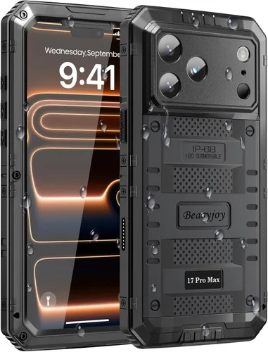 Vista 18 de Beasyjoy Funda impermeable para iPhone 13, funda de metal con protector de pantalla integrado, resistente protección de cuerpo completo, grado
