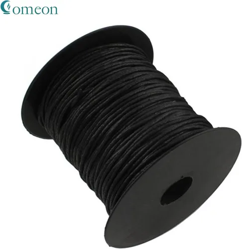 Vista 3 de Comeon Cordón de algodón de hilo encerado de 0.079 in, 80 yardas, correa de cuerda para collar, pulsera, fabricación de bricolaje (negro)