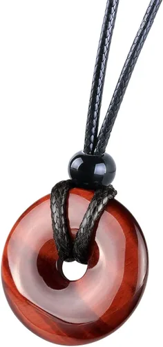 Vista 3 de Collar de ojo de tigre, protección contra el amuleto del mal de ojo, piedra preciosa de ojo de tigre rojo real, piedras curativas, colgante clásico