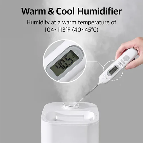 Vista 4 de Pureal Humidificador de torre de 10L, tiempo de funcionamiento 83H, niebla cálida y fría, habitación grande, tanque de llenado superior en ruedas