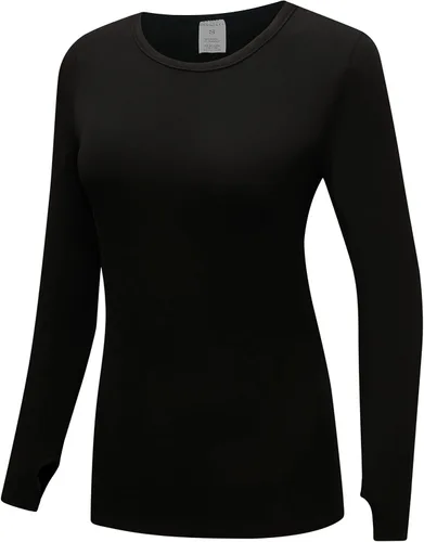 Vista 2 de OThread & Co. Camiseta de manga larga para mujer, cómoda con agujero para el pulgar, capa elástica básica