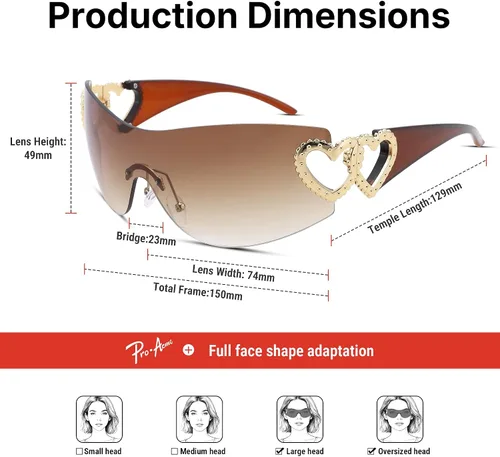 Vista 5 de Pro Acme Gafas de sol envolventes sin montura para mujeres y hombres, de gran tamaño, a la moda, gafas de sol futuristas, sombra fresca de moda