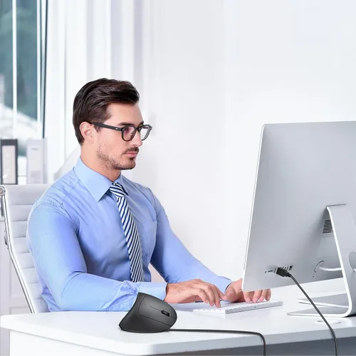 Vista 8 de TECKNET Ratón con cable, 6400 DPI Ratón ergonómico 6 Botones Ratones Silenciosos Ratones 4 Ratones verticales DPI ajustables Compatible