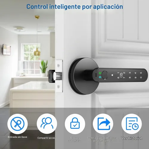 Vista 3 de Foxgard - Cerradura inteligente de huellas dactilares para puerta: Perilla de puerta biométrica de 5 en 1 con impresión digital - Perilla de puerta