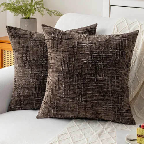 Vista 15 de Fundas de almohada decorativas de 18 x 18 pulgadas, juego de 4, suaves, sólidas, de estilo granja, fundas de almohada de chenilla para sofá, fundas