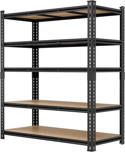 Vista 10 de Estantes de almacenamiento, estantes de garaje, estantes de metal resistentes de 5 niveles para almacenamiento, estante ajustable para cocina