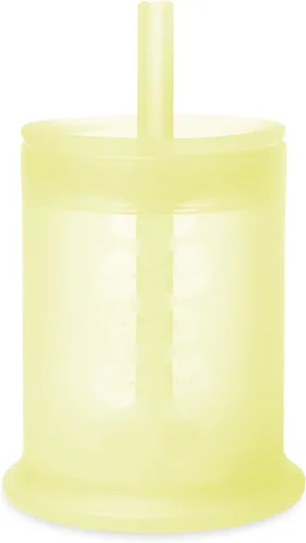 Vista 3 de Olababy Taza de entrenamiento de silicona con tapa de pajilla, paquete menta + limón