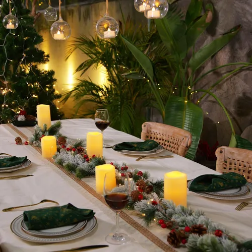 Vista 5 de Homemory paquete de 9 velas sin llama, impermeables para exteriores, velas LED acrílicas que funcionan con pilas, con control remoto y temporizador