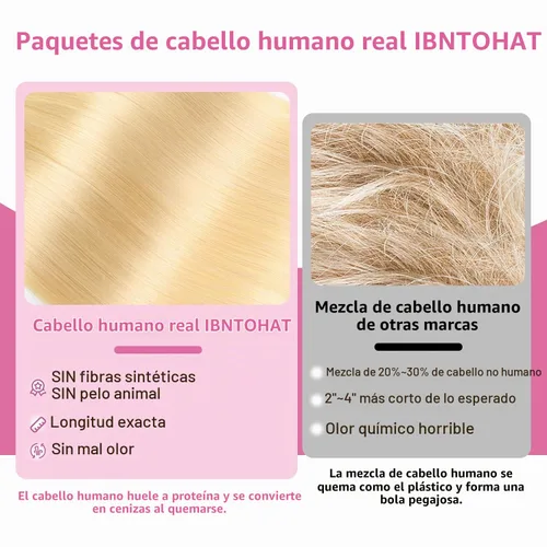 Vista 8 de 613 paquetes de cabello humano lacio, 3 paquetes, 18/20/22 pulgadas 613 Rubio