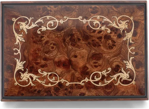 Vista 4 de Joyero musical italiano hecho a mano con incrustaciones de madera Olmo reproduce a Claire De Lune
