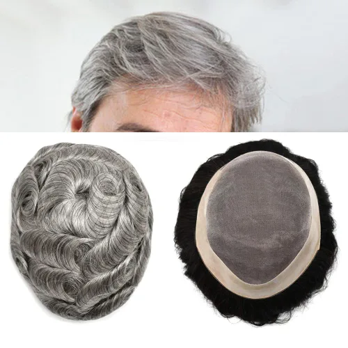 Vista 44 de LOVIN - Sistema de cabello humano para hombres, postizo fino de encaje mono para hombre, prótesis masculina de piel de polietileno alrededor