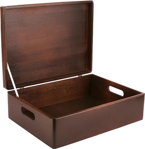 Vista 13 de Creative Deco Caja de almacenamiento grande de madera con tapa con bisagras 11.8 x 7.87 x 5.51 pulgadas (+-0.5) Caja de regalo sin acabar, lisa