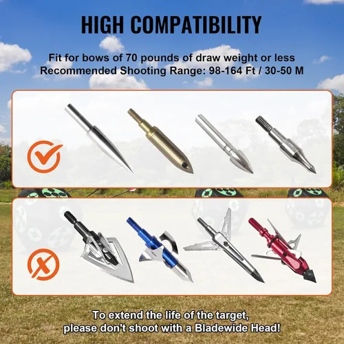 Vista 6 de VEVOR Archery Target Block, All-Side Bow Target Block, Outdoor Portable Archery Target with Carry Handle, Easy Arrow Removal, Great Visibility