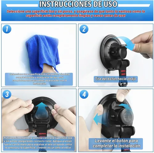 Vista 3 de Ventosa resistente, 6 ventosas fuertes con ganchos, 6 clips de lona