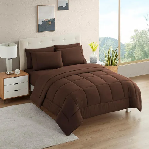 Vista 126 de Sweet Home Collection Juego de edredón de 7 piezas de color sólido para todas las estaciones, manta alternativa de plumón suave y lujosas sábanas