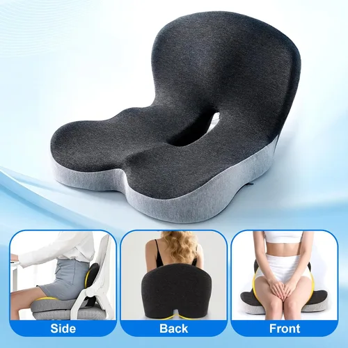 Vista 3 de Cojín de espuma viscoelástica para silla de oficina, cojines de asiento integrados en forma de L, cojín de asiento de silla para protección de coxis