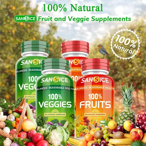 Vista 2 de Suplemento de frutas y verduras, 360 cápsulas de frutas y verduras naturales, suplementos vitamínicos para mujeres, hombres y niños, sin gluten