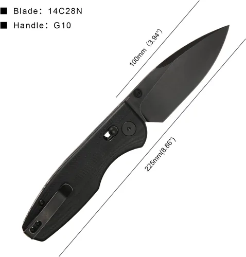 Vista 2 de CMBMADEKNIVES CMB Predator CMB-08 con mango G10, hoja de acero 14C28N, cuchillo táctico plegable de bolsillo para supervivencia, camping