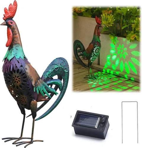 Vista 10 de Luces Solares para Perros para Exteriores Soporte para Plantas de Ciclismo, Arte de Patio Estatuas de Perro de Metal, Estatua Divertida