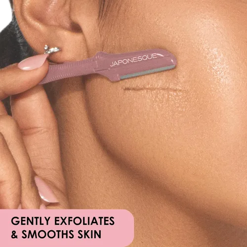 Vista 3 de JAPONESQUE Maquinillas de afeitar faciales Dermaplaner de precisión: juego de 2 unidades, 6 piezas, maquinillas de afeitar de cejas y cabello facial