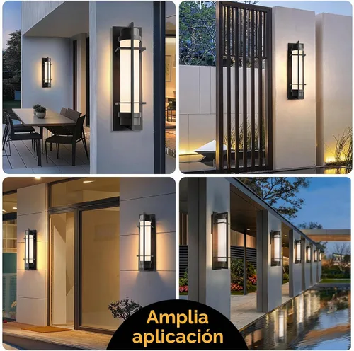 Vista 6 de ALVIME - Aplique de pared para exteriores, accesorios de iluminación exterior negro mate de 15 pulgadas, luz de pared moderna impermeable