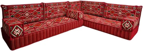Vista 21 de arabicsofa Juego de asientos Jalsa en forma de L – Majlis árabe hecho a mano con almohadas de respaldo