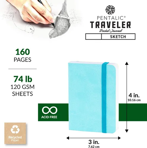 Vista 3 de Cuaderno de bocetos Travelers Dot Grid Pentalic Art, libre de ácidos