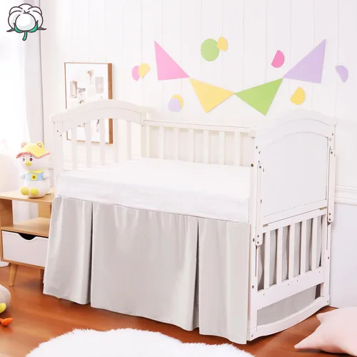 Vista 15 de Falda de Cuna con Volante de Polvo 100% Algodón - Natural, Suave, Transpirable para la Piel Delicada del Bebé, Falda de Cuna para Niños y Niñas, Se