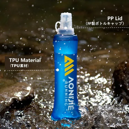 Vista 3 de JEELAD Soft Folding Water Bottles TPU Collapsible Flask Hydration Pack Ideal for Running Hiking Cycling Outdoor