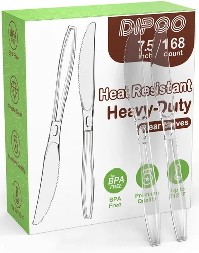 Vista 12 de Dipoo Tenedores de plástico transparente de 18 cm de alta resistencia con resistente al calor y sin BPA, cubiertos de plástico sólidos y duraderos